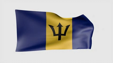 Barbados Waving  Flag Transparent Alpha Video stock 274044856