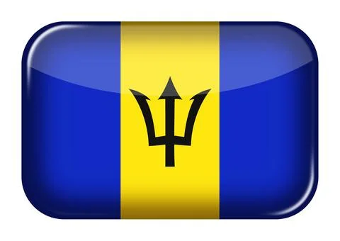 Barbados web icon rectangle button with clipping path 3d illustration Stock Illustration