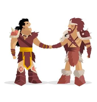 Barbarians shaking hands Stock Illustration
