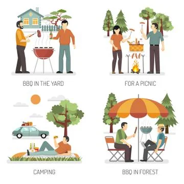 Barbecue 2x2 Design Concept 库存插图