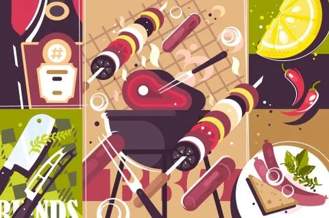Barbecue abstract background Stock Illustration