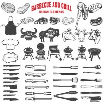 Barbecue and grill. Design elements for logo, label, emblem, sig Ilustración de archivo