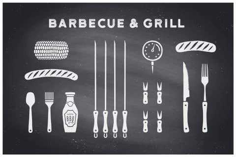 Barbecue and grill tools Stock Illustration
