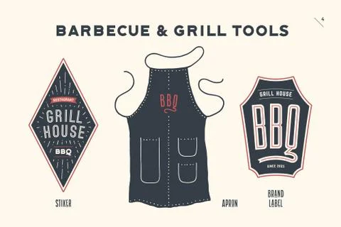 Barbecue and grill tools Illustrazione stock