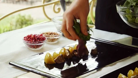 Barbecue with apples Stock Footage 107532423