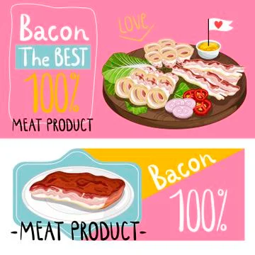 Barbecue bacon assorted on cutting board Stock Illustration