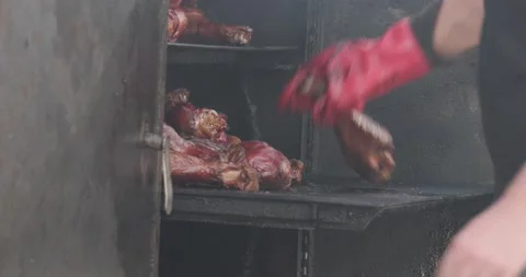 Barbecue BBQ meat Stock Footage 166326849
