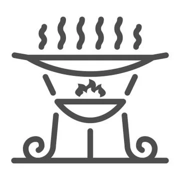 Barbecue brazier line icon, bbq concept, grill sign on white background, Outdoor Stock Illustration