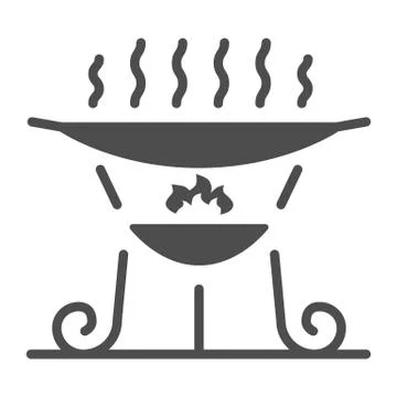 Barbecue brazier solid icon, bbq concept, grill sign on white background Illustrazione stock