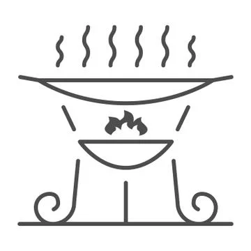 Barbecue brazier thin line icon, bbq concept, grill sign on white background Stock Illustration
