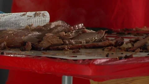 Barbecue Brisket cut up Video stock 163482325
