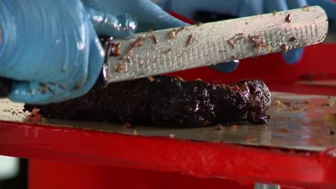 Barbecue Brisket Cutting Stock Footage 163482324