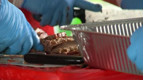 Barbecue Brisket pan Video stock 163482331