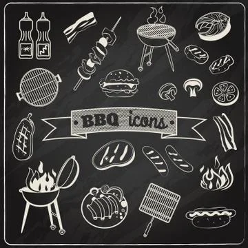 Barbecue Chalkboard Set Illustrazione stock