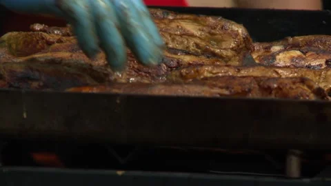 Barbecue Chicken Breasts cook Stock Footage 163482333