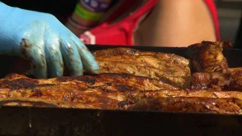 Barbecue Chicken Breasts Stock Footage 163482332
