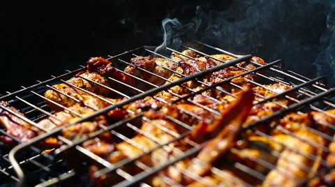 Barbecue. chicken on the grill. Stock Footage 37869560