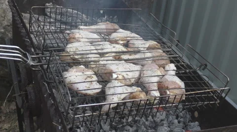  barbecue chicken on the grill Stock Footage 62929832