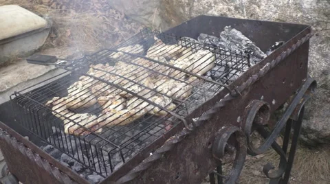 Barbecue chicken on the grill Stock Footage 62929900