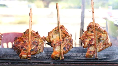 Barbecue chicken roasted Stock Footage 36818555
