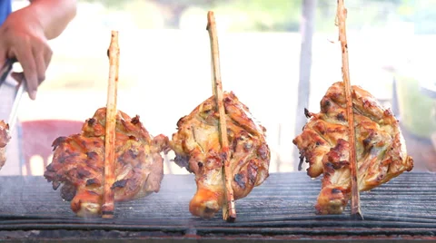 Barbecue chicken roasted. Stock Footage 36818631