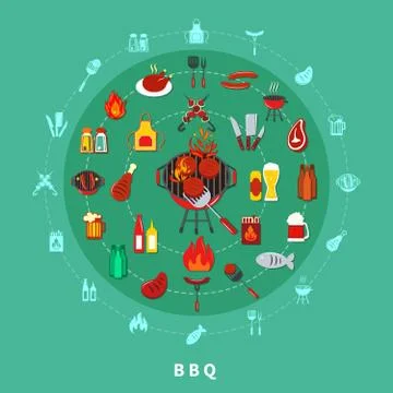 Barbecue Circle Composition Ilustración de archivo
