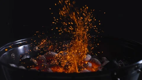 Barbecue in close-up, slow motion Video stock 128179161