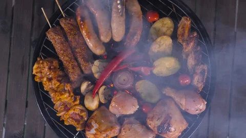 Barbecue in close-up, slow motion Video stock 128179480