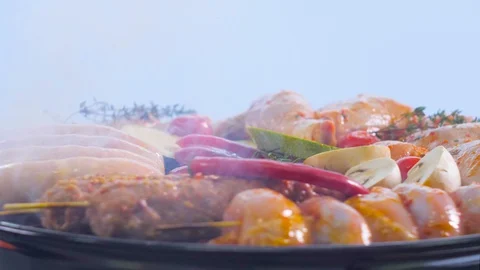 Barbecue in close-up, slow motion Video stock 128179670