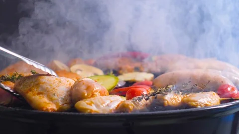 Barbecue in close-up, slow motion Video stock 128179790