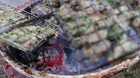 Barbecue on the coal stove Stock Footage 72970087