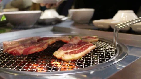 Barbecue on the coal stove Stock Footage 72982887