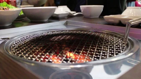 Barbecue on the coal stove Stock Footage 72982888