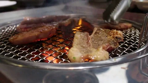 Barbecue on the coal stove Stock Footage 72982922