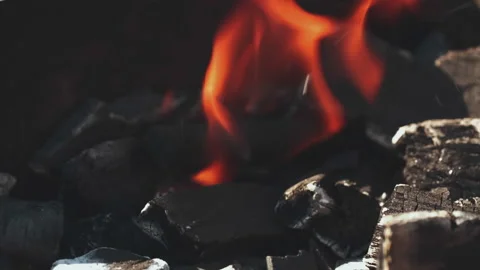 Barbecue, coals are burning in the grill 스톡 동영상 191992053