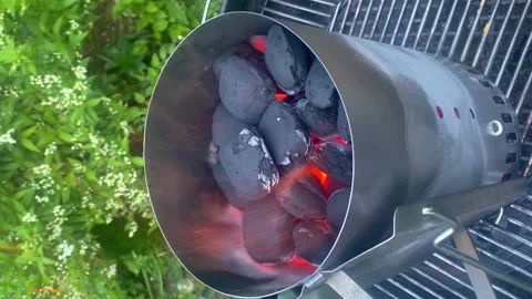 The barbecue coals are on fire. Selective focus. Stock Footage 198205176