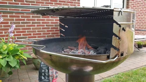 Barbecue coals on fire. Stock Footage 138260972