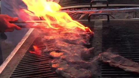Barbecue Cooking Steak Video stock 44894266