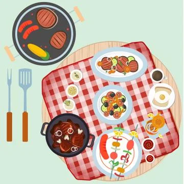 Barbecue day in top view Stock Illustration