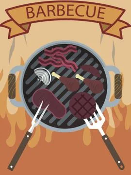 Barbecue day in top view Stock Illustration