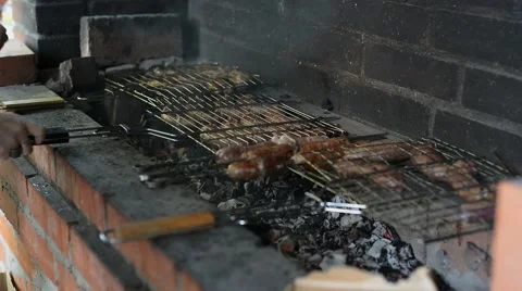 Barbecue With Delicious Grilled Meat On Grill Видео 62634553