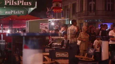 Barbecue fest (evening crowd) Stock Footage 11883811