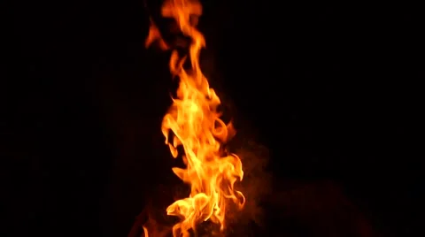 Barbecue Fire, Bonfire - Slow Motion 1/10th Speed Stock Footage 50796611