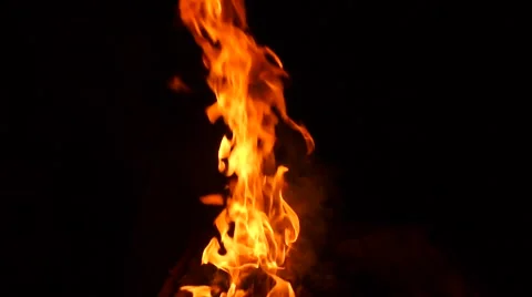 Barbecue Fire, Bonfire - Slow Motion Quarter Speed Stock Footage 50796669