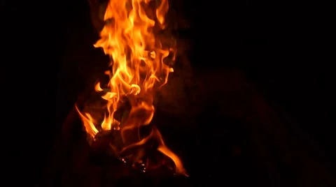 Barbecue Fire, Bonfire - Slow Motion 1/5th Speed Stock Footage 50796705