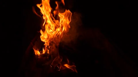 Barbecue Fire, Bonfire - Slow Motion Quarter Speed Video stock 50796749