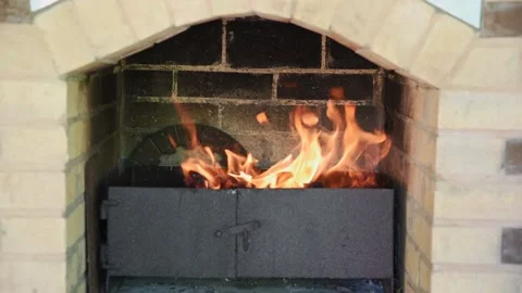 The barbecue fire is burning in the grill Stock Footage 156453989