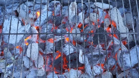 Barbecue fire close Stock Footage 93555016