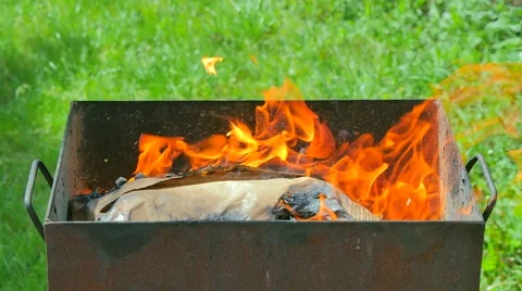 Barbecue fire Video stock 49921769
