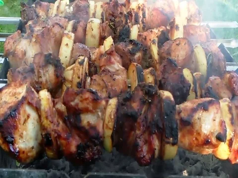 Barbecue on fire Stock Footage 76198205